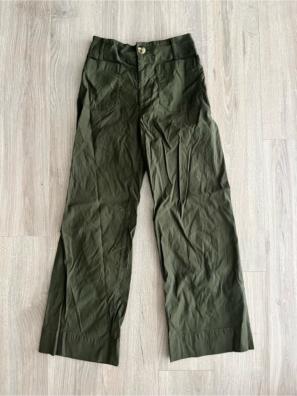 Anthropologie Maeve Women’s  Colette Twill Crop Wide-Leg Pants Medium Green - 25